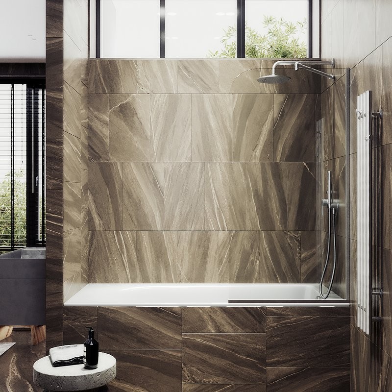 Шторка на ванну Maybahglass MGV-144-5у 64x140, профиль матовый хром, стекло прозрачное + Жидкое мыло Grass Milana 125448 P