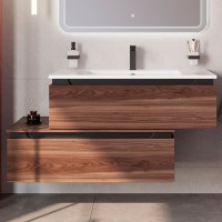Тумба с раковиной Cezares Slider 100 подвесная, 2 ящика, орех дымчатый