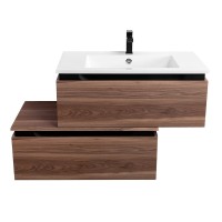 Тумба с раковиной Cezares Slider 100 подвесная, 2 ящика, орех дымчатый
