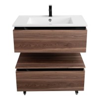 Тумба с раковиной Cezares Slider 100 подвесная, 2 ящика, орех дымчатый