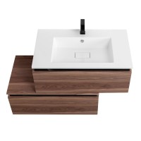 Тумба с раковиной Cezares Slider 100 подвесная, 2 ящика, орех дымчатый