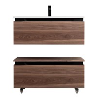Тумба с раковиной Cezares Slider 100 подвесная, 2 ящика, орех дымчатый