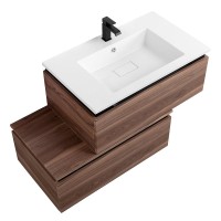 Тумба с раковиной Cezares Slider 100 подвесная, 2 ящика, орех дымчатый