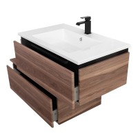 Тумба с раковиной Cezares Slider 100 подвесная, 2 ящика, орех дымчатый