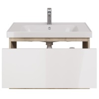 Тумба с раковиной Dreja Perfecto 90 подвесная, дуб эврика, белый глянец