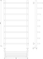 Полотенцесушитель водяной Secado Мерида 2 СП 105x55 см, глянцевый хром, лесенка, с полкой