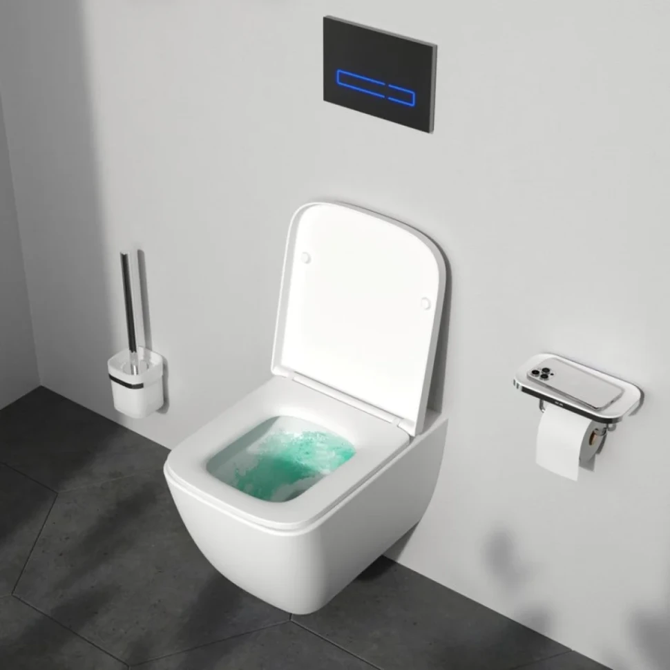 Унитаз подвесной AM.PM Gem C901901SC Aquaspin, безободковый, сиденье с микролифтом, глянцевый белый