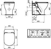 Унитаз приставной напольный Ideal Standard Tesi AquaBlade T007701
