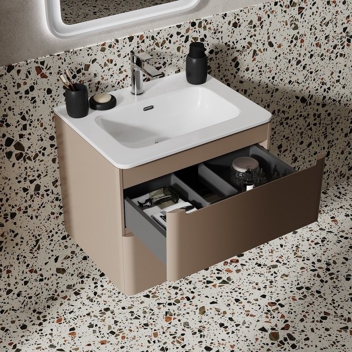 Тумба с раковиной IDDIS Edifice 60 подвесная, капучино, раковина 0106000i28