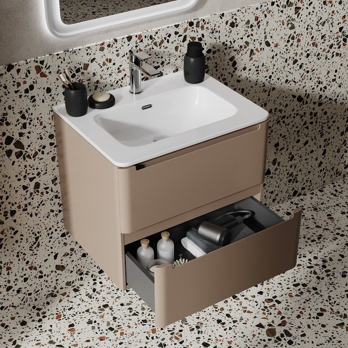 Тумба с раковиной IDDIS Edifice 60 подвесная, капучино, раковина 0106000i28