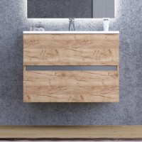 Тумба с раковиной Sanvit Кубэ-2 75 подвесная, дуб