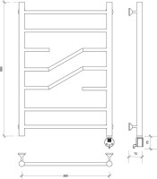 Полотенцесушитель электрический Secado Риволи 4603777457952 85x55 см, подключение справа, глянцевый хром, лесенка