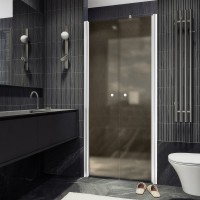 Душевая дверь в нишу Maybahglass MGD-433-1 80 см, профиль матовый белый, стекло бронза матовая