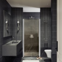 Душевая дверь в нишу Maybahglass MGD-433-1 80 см, профиль матовый белый, стекло бронза матовая