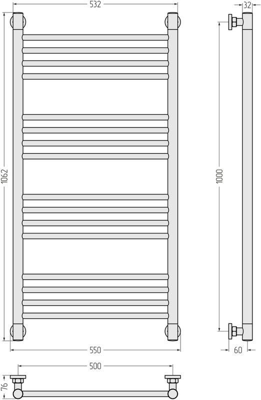 Полотенцесушитель водяной Сунержа Богема + 100x50, сатин