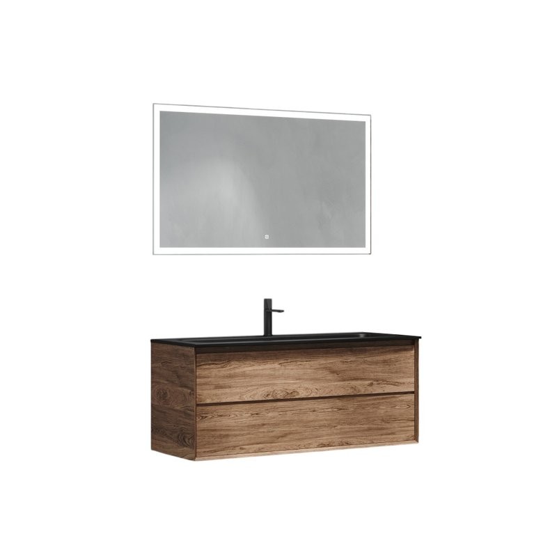 Мебель для ванной комнаты Sancos Marmi 2.0 120 черная раковина, дуб чарльстон