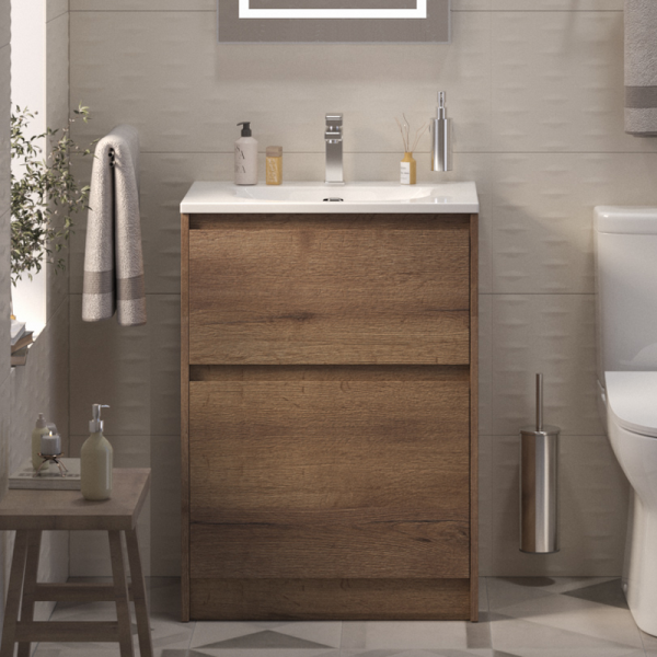 Тумба с раковиной BelBagno Kraft 39 70 напольная, rovere tabacco, раковина BB-8099-3-70