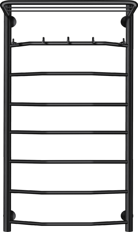 Полотенцесушитель водяной Secado Агата 1 KСП 100x55 см, матовый черный, лесенка, с полкой