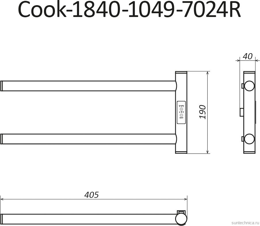 Полотенцесушитель электрический Маргроид Cook 1840-1049-7024R 19х40.5 R, графитовый серый