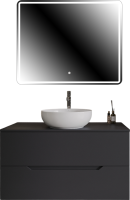 Мебель для ванной комнаты Orange Line 100 подвесная, 2 ящика, матовый графит с раковиной B07-420W