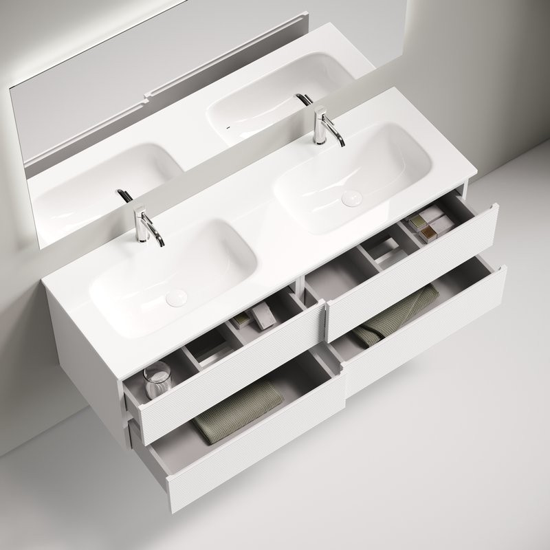 Тумба с раковиной Sancos Folk 140 подвесная, bianco, раковина CN7022