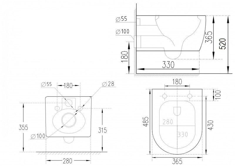 Комплект 3 в 1 Унитаз подвесной Esbano ESWBTERUWN + Инсталляция Fram + Кнопка ESINMTK60ST цвет сатин