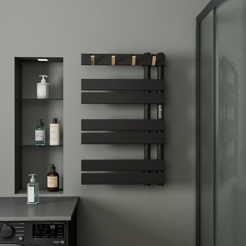 Полотенцесушитель электрический Bauedge Wind Hook AF0010 50x80 черный матовый
