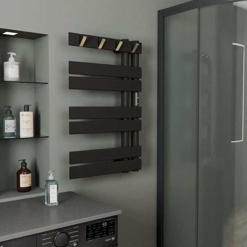 Полотенцесушитель электрический Bauedge Wind Hook AF0010 50x80 черный матовый