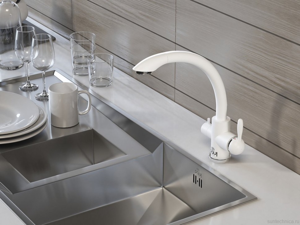Смеситель для кухни Paulmark Essen Es213001-WH белый матовый