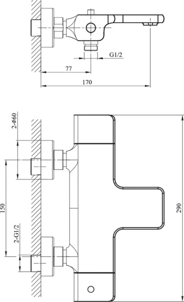Термостатический смеситель AltroBagno Lamberto AltroBagnoLamberto0212MB для ванны с душем, матовый черный