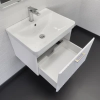 Тумба с раковиной Comforty Ангара 60П подвесная, матовая белая