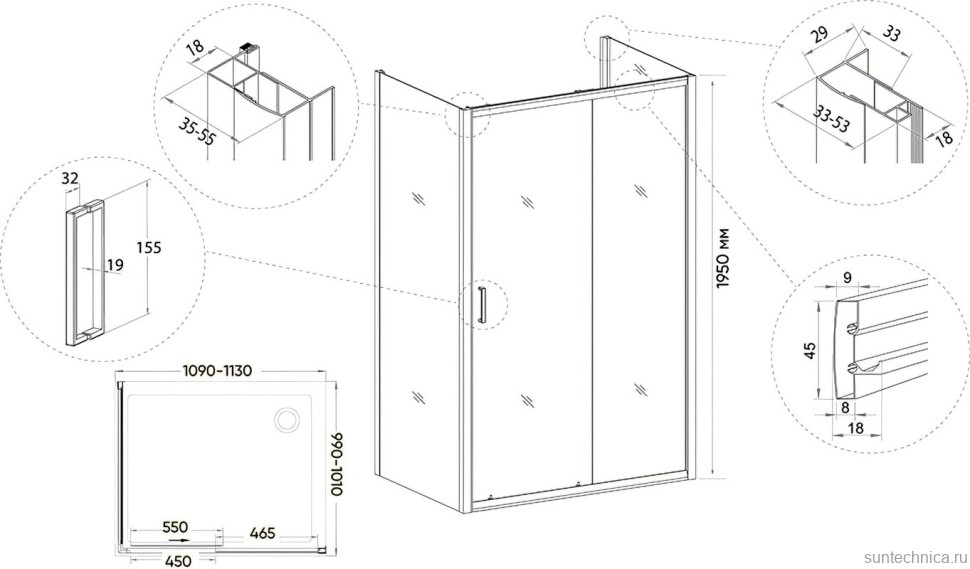 Душевой уголок Veconi Rovigo RV-046B 110x100