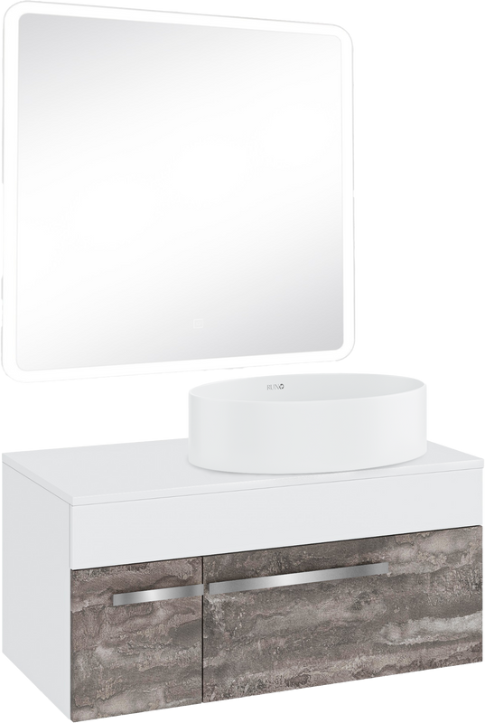 Мебель для ванной комнаты Runo Вудлайн 85 железный камень, раковина Ovale 50