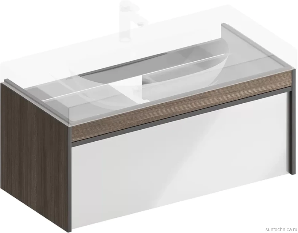 Мебель для ванной комнаты KERAMA MARAZZI Modula 100 подвесная, арабика, с раковиной Buongiorno 100