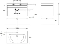 Мебель для ванной комнаты KERAMA MARAZZI Modula 100 подвесная, арабика, с раковиной Buongiorno 100