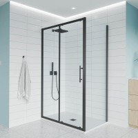 Душевой уголок Veconi Evo 100SP B 120х70 см, профиль матовый черный, стекло прозрачное