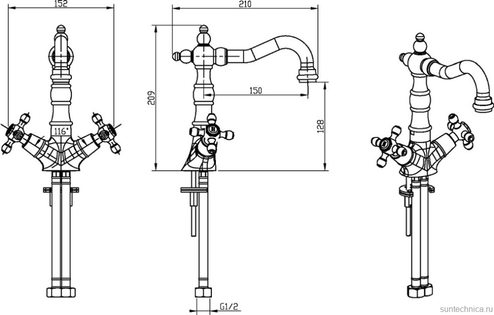 Смеситель для раковины Boheme Royal Cristal 312