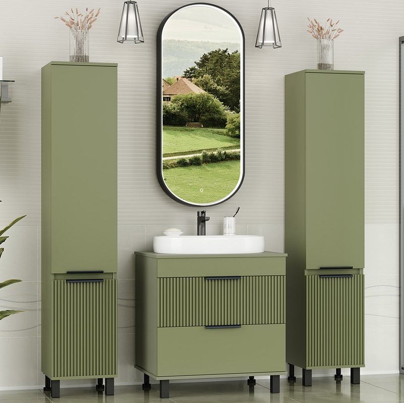 Тумба с раковиной Brevita Enfida 70 напольная, зеленая
