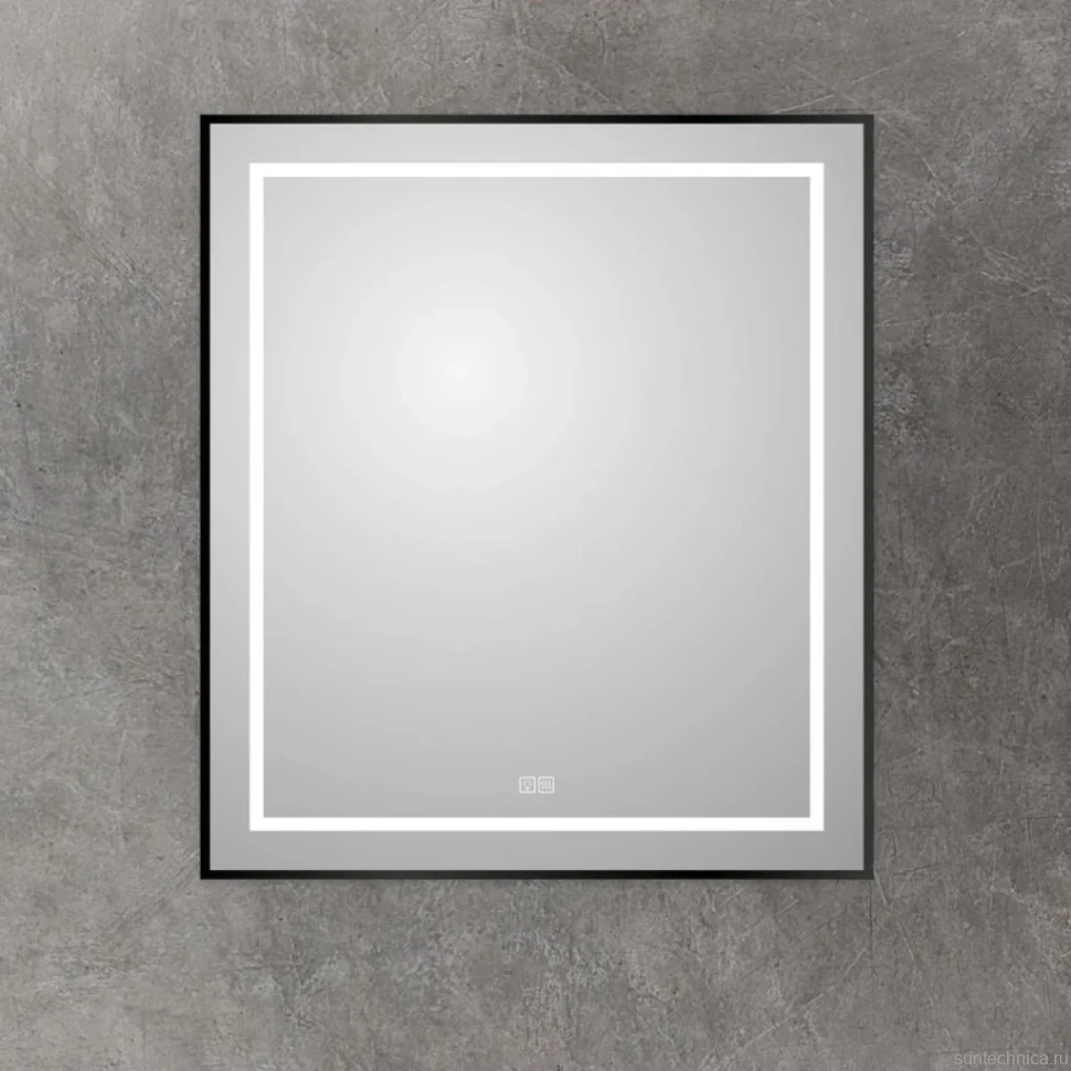 Зеркало BelBagno Kraft 80x70, с подсветкой, с подогревом, черный