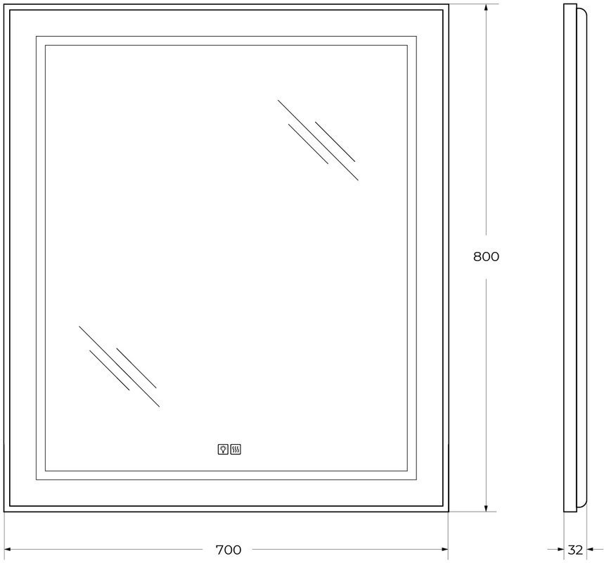 Зеркало BelBagno Kraft 80x70, с подсветкой, с подогревом, черный