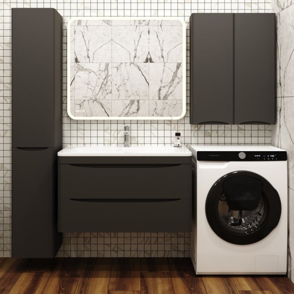 Мебель для ванной комнаты Style Line Бергамо Мини 90 Люкс Plus подвесная, антискрейтч черная