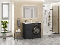 Тумба с раковиной Brevita Grafit 60 L под стиральную машину, раковина Kamilla графит