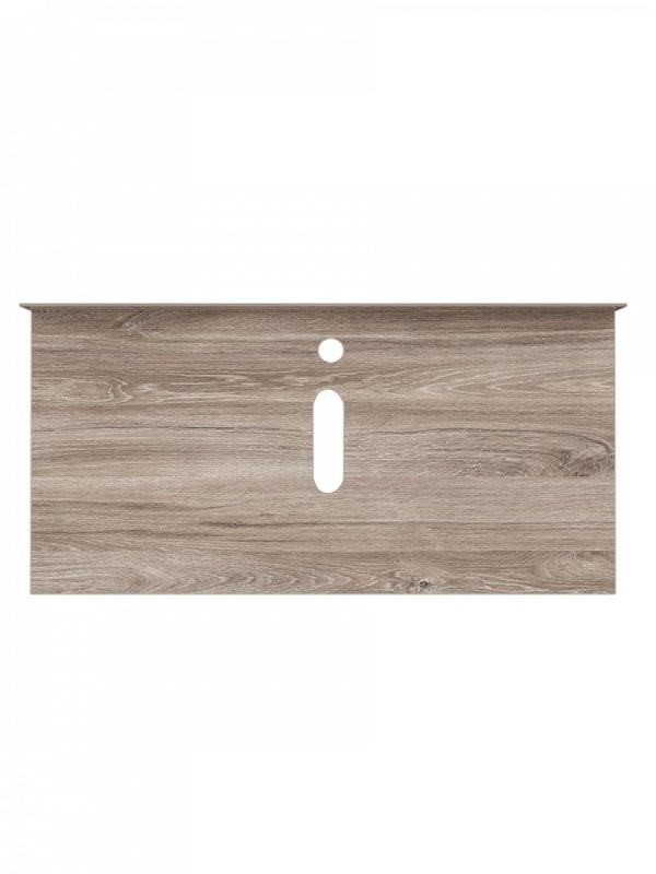 Столешница с раковиной Teymi Helmi 100 дуб кашмир, раковина Solli 61,  с черными кронштейнами