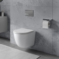 Унитаз подвесной Lemark Glazer 9614003 безободковый, с микролифтом, белый глянец