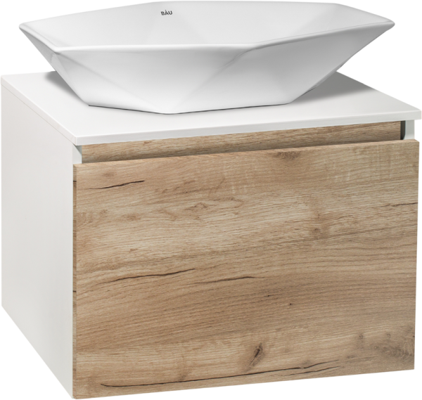 Тумба с раковиной Runo Бари 60 крафтовый дуб, раковина Poligono 65