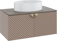 Тумба с раковиной Runo Андорра 85 кашемир серый, дуб какао, раковина Ovale 50