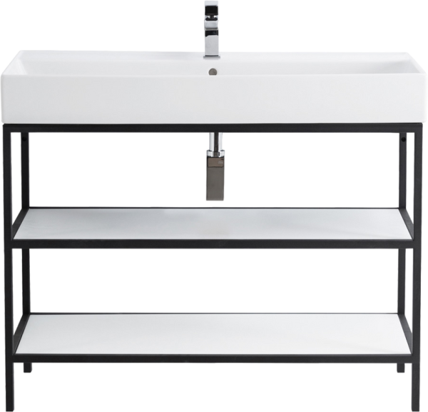 Консоль Cezares Cadro 100, 2-х ярусная, напольная, белые полки