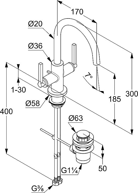 Смеситель для раковины Kludi Nova Fonte 201183915 черный