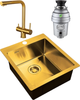Комплект Мойка Zorg Light + Смеситель Inox SZR-7039 BRONZE бронза + Измельчитель Inox D