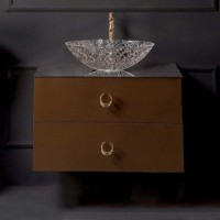 Тумба с раковиной Armadi Art NeoArt 80 шоколад с ручками Drop золото